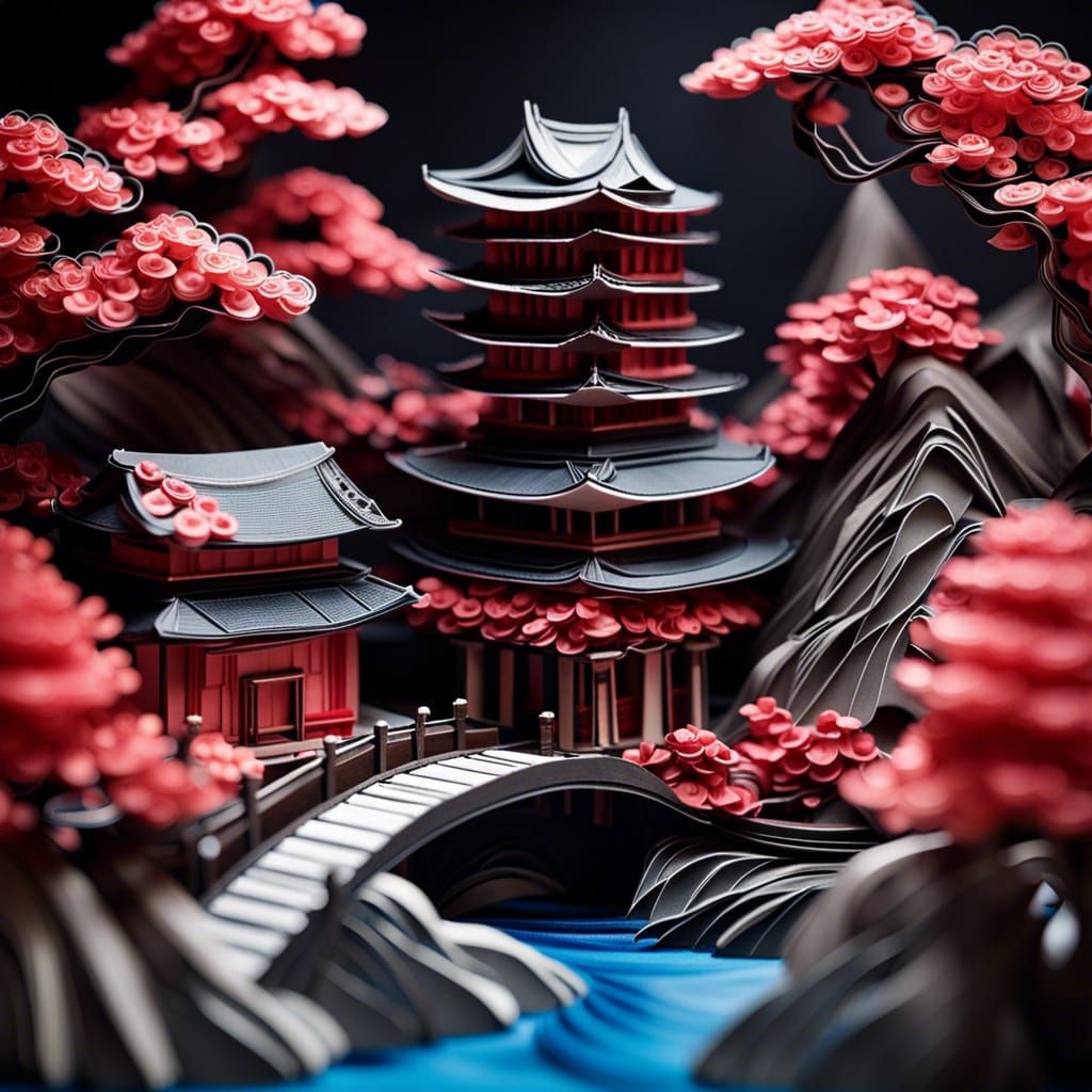 Japanese Landscape: Origami Paper Quilling Creation
