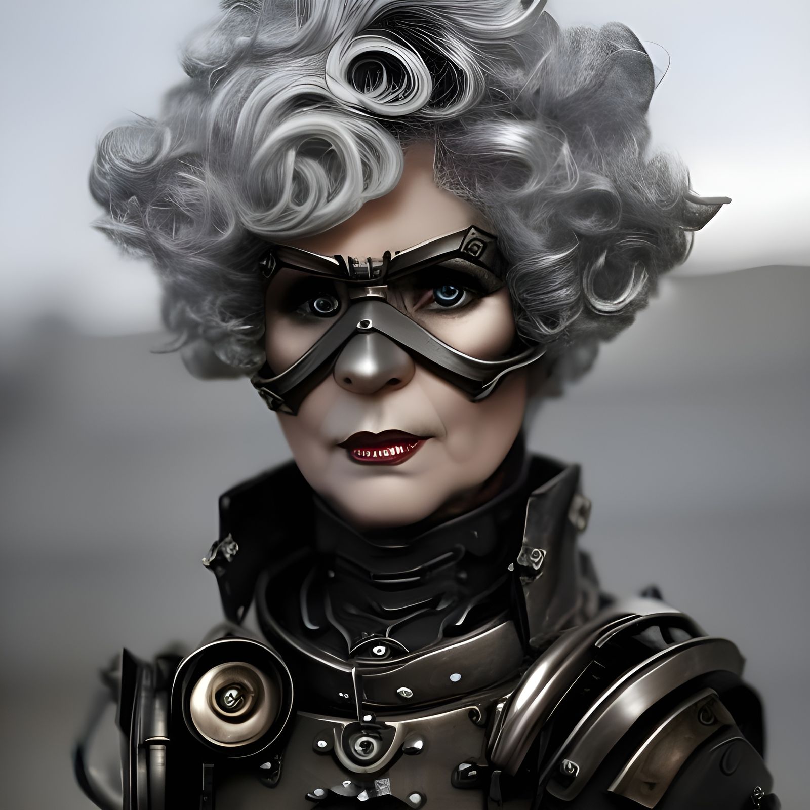 Steampunk Cyborg Portrait of Elderly Woman
