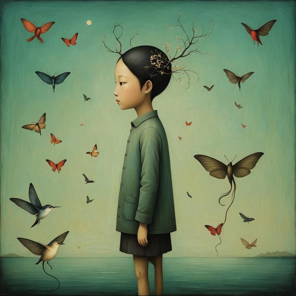 Ethereal Swallowtail Spirit in Dreamlike Landscape