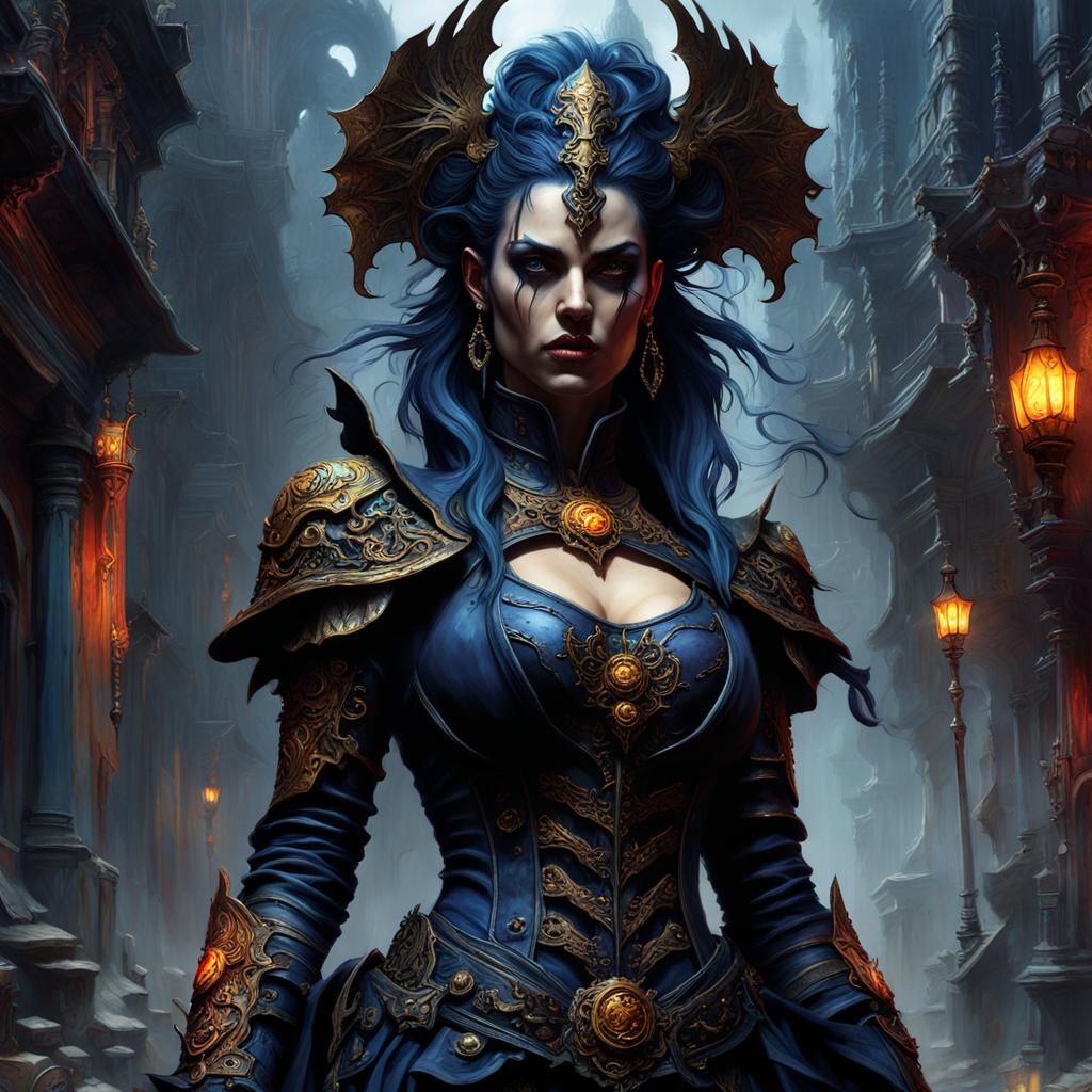 Hyperdetailed Warrior Woman in Dark Fantasy Style