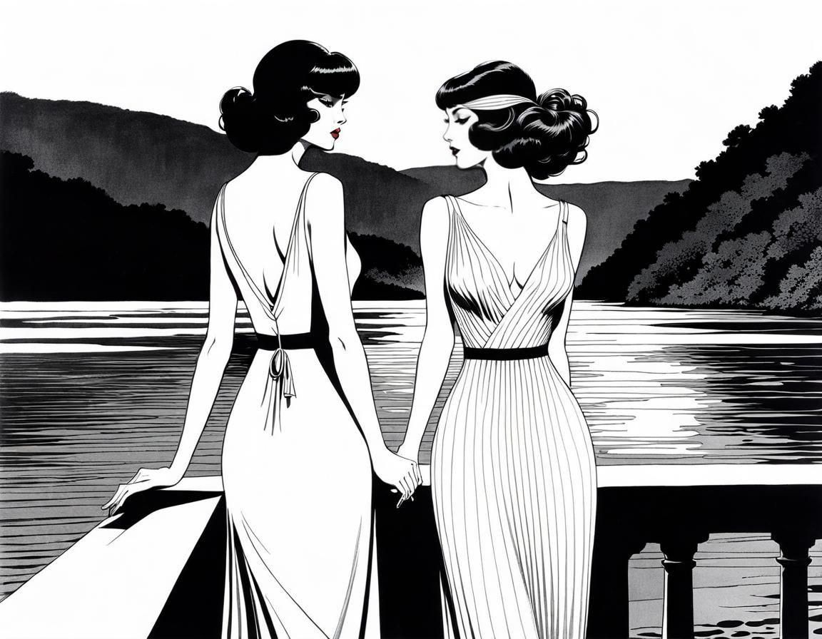 Elegant Illustration of Women in Hudson Valley