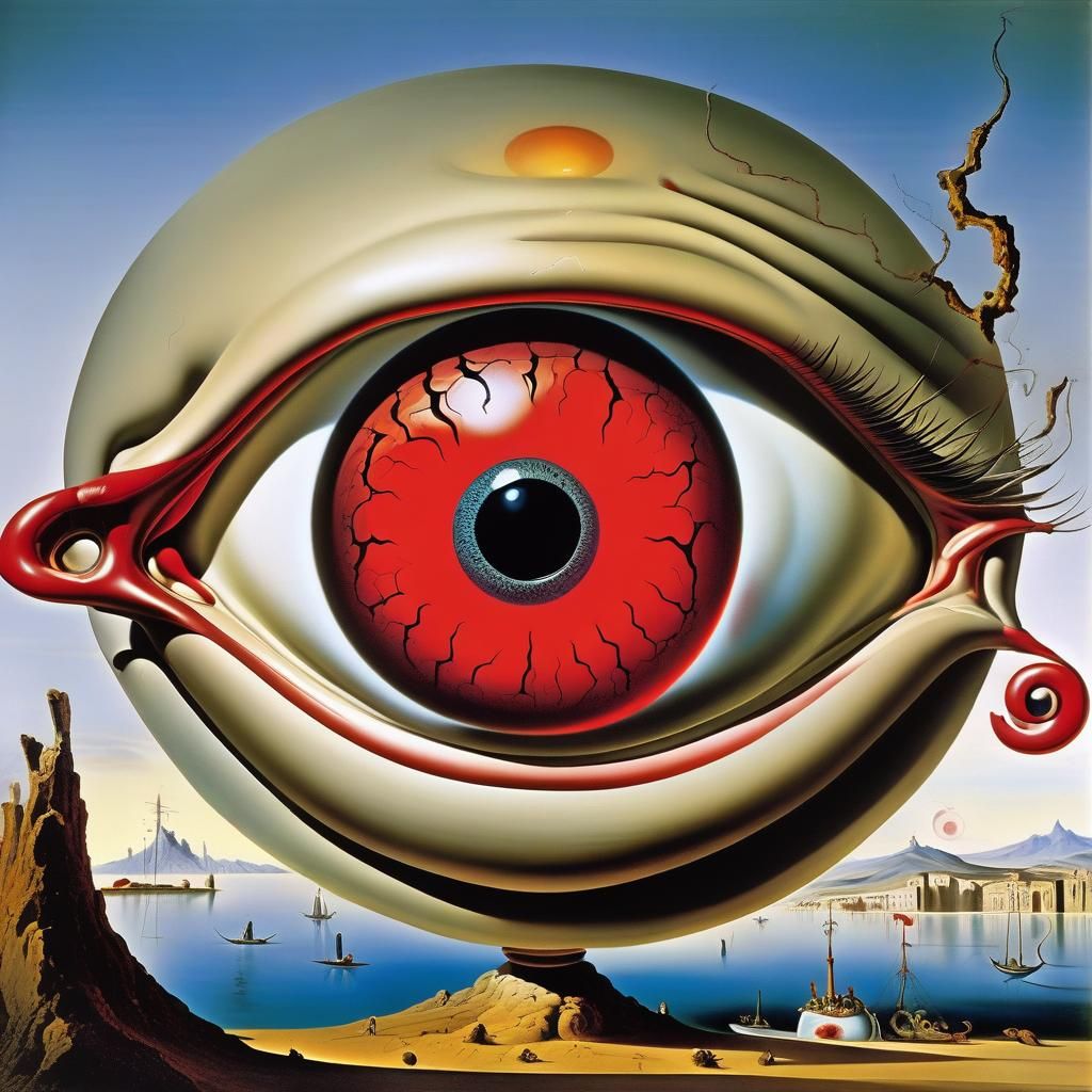 Surreal Red Eye: A Digital Rendering in Pop Surrealism