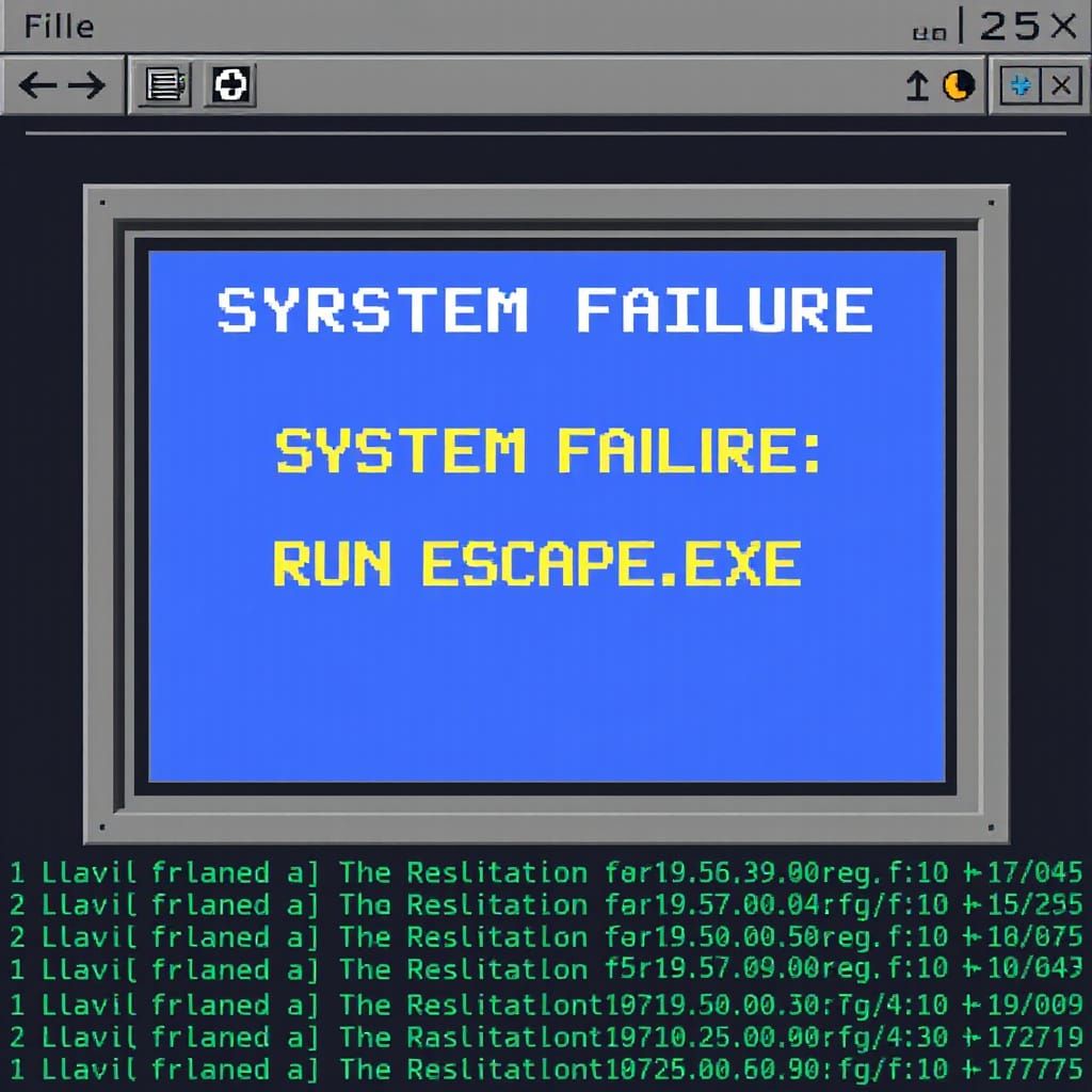 Retro MS-DOS Interface with Blue Screen Error