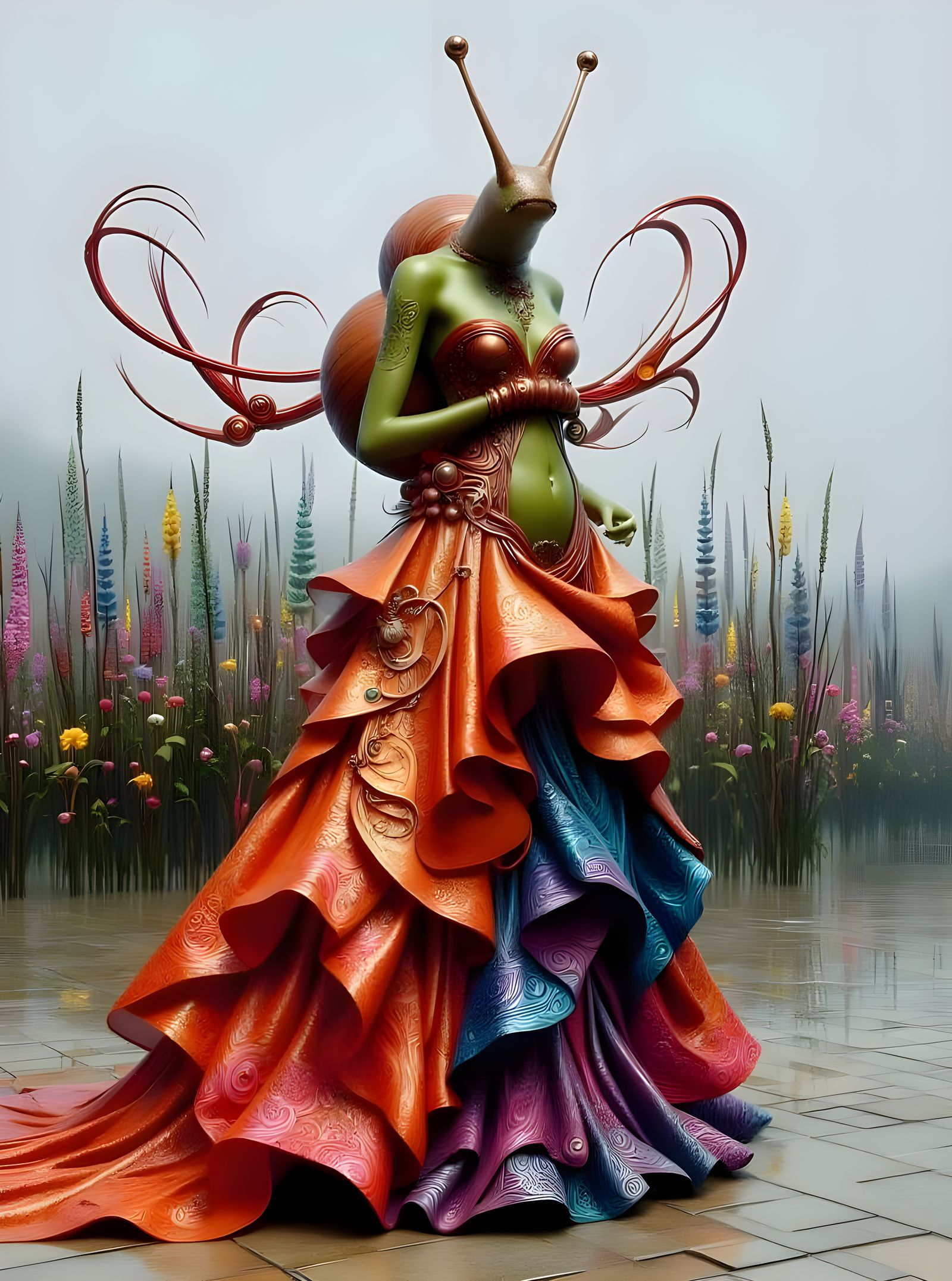 an alien with eyes on long snail like stalks