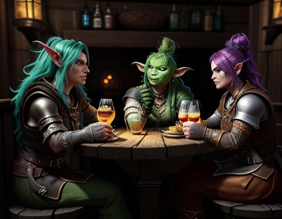 Goblins in Tavern: 3D Fantasy Art