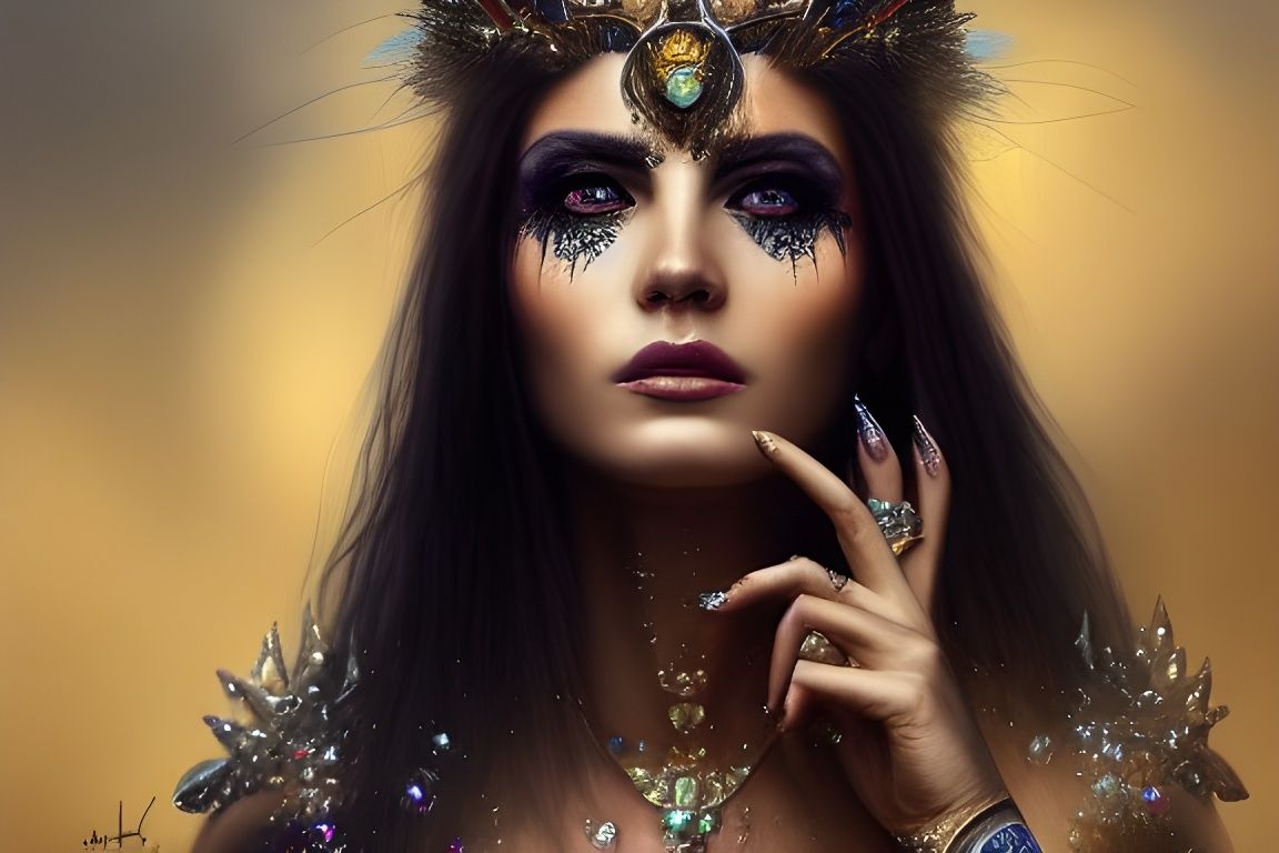 Crystalline Priestess: A Hyperdetailed Digital Illustration