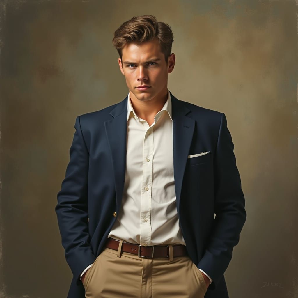 Confident Prep School Student from a Bygone Era