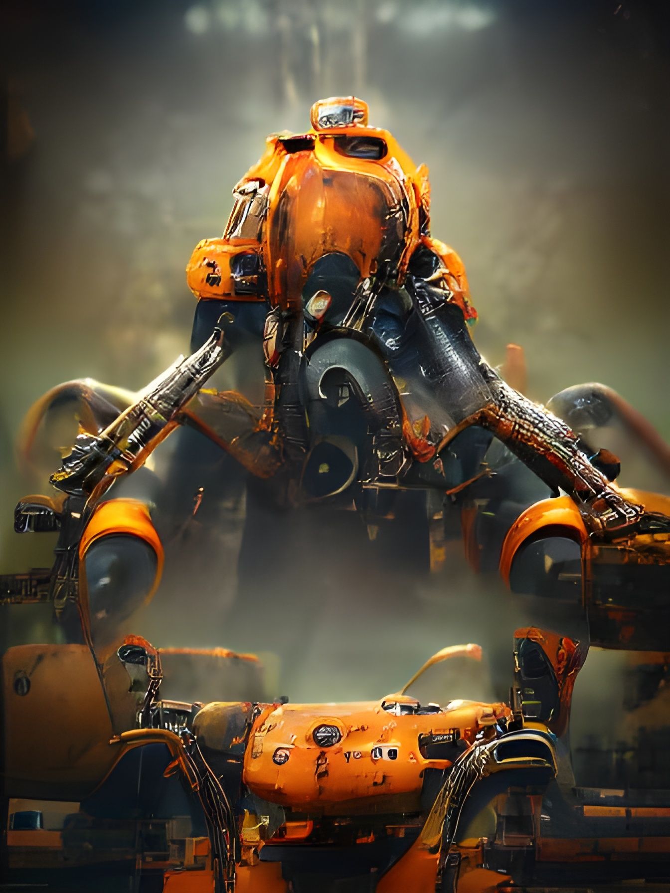 Rusty Robot Warrior Exoskeleton in 3D