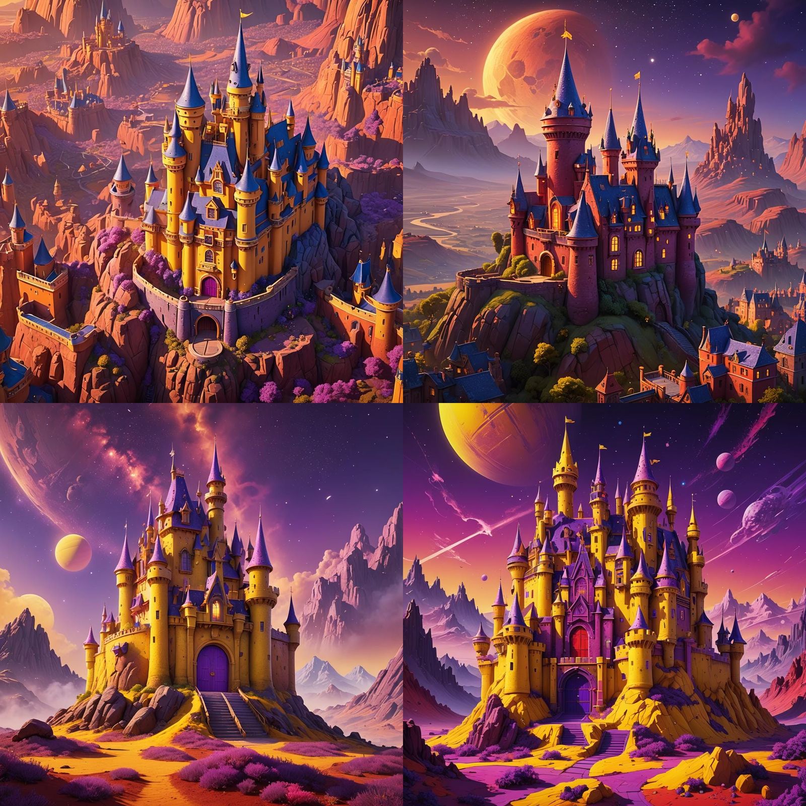 Yellow Castle and Purple Door on Red Planet