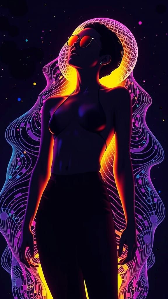 Surreal Funky Girl in a Retro-Futuristic World