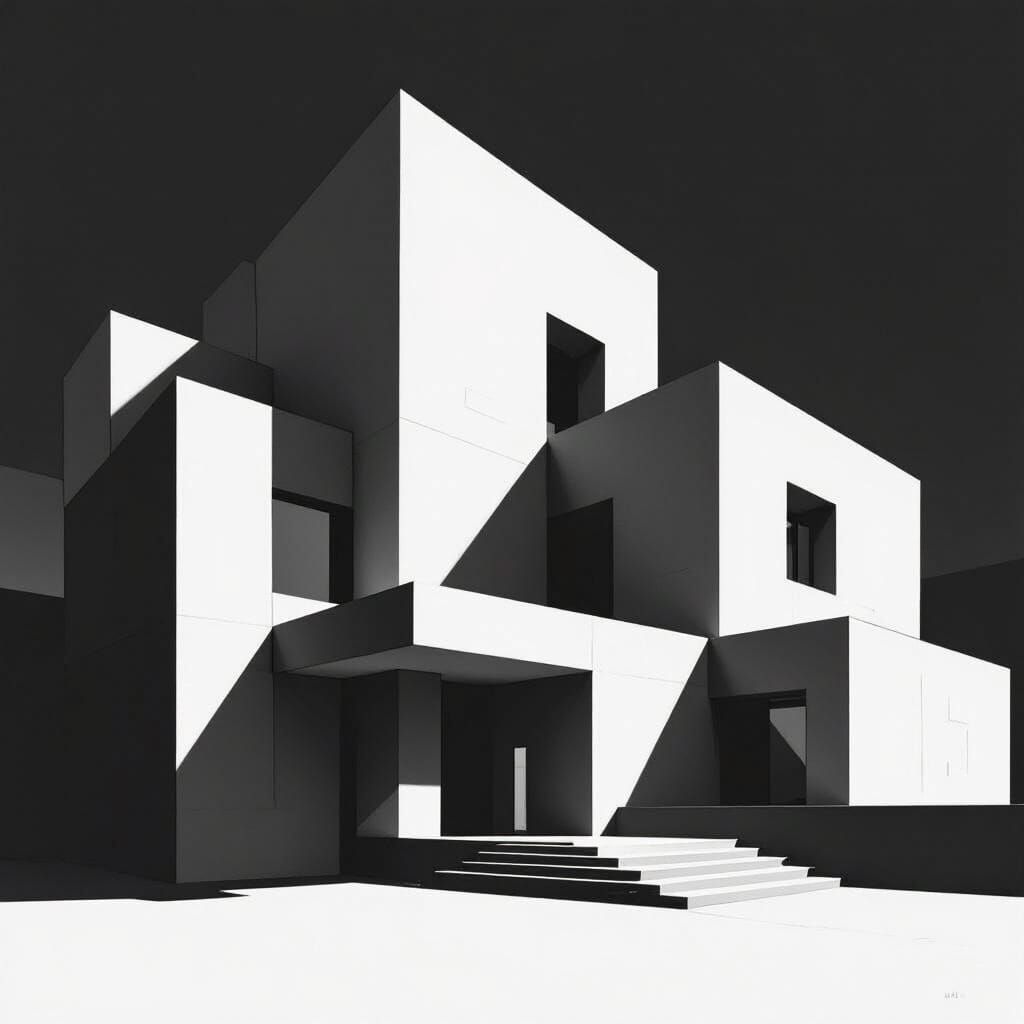 Minimalist Architecture in Deep Shadow