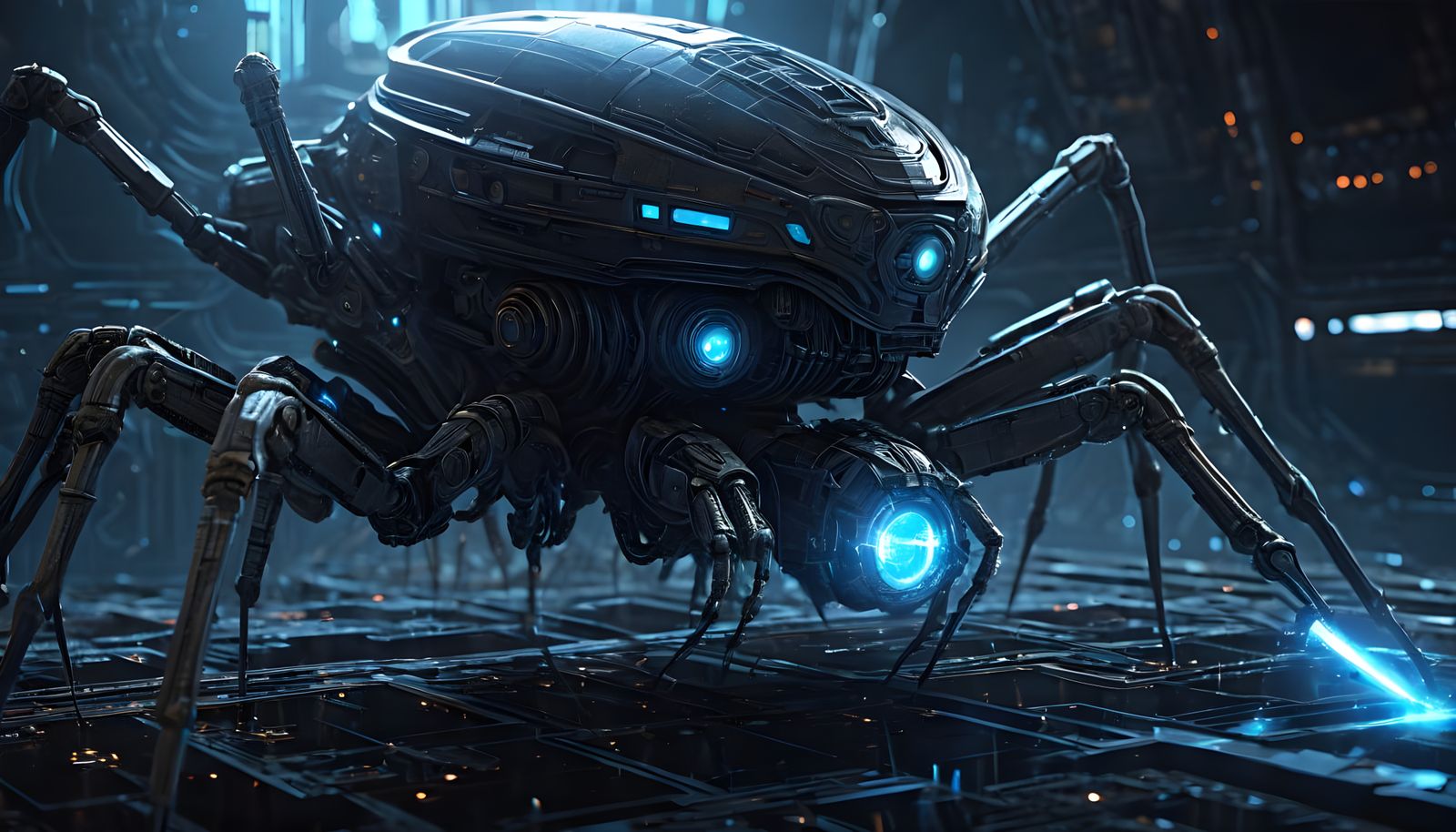 Futuristic Spider Spacecraft Fires Lasers at Light Speed