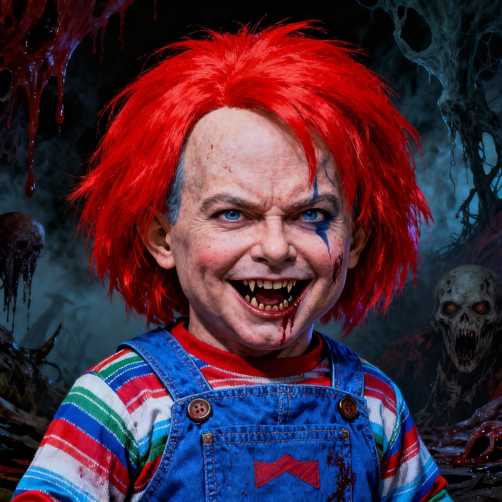 Netanyahu as Chucky Doll in Comedic Horror