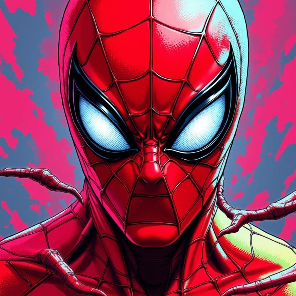 Detailed 3D Render of Spider-Man with Contrasting Colors