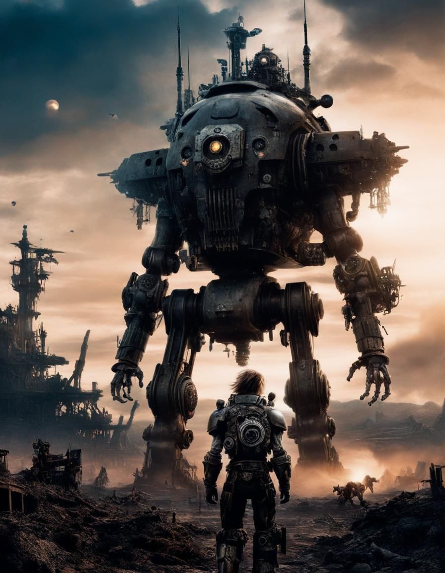 Wasteland Warrior with Lumière Cinematographe Robot in Solar...