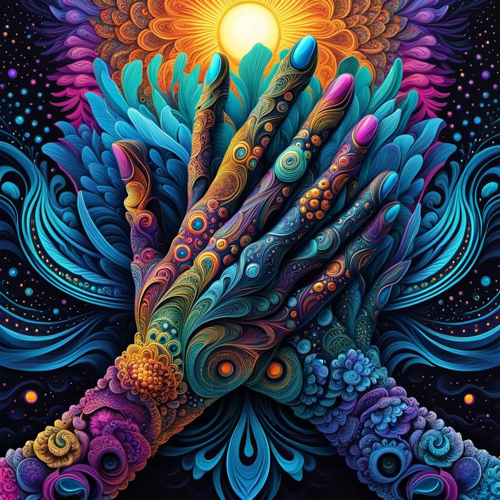 Divine Praying Hands in Abstract Graffiti Art