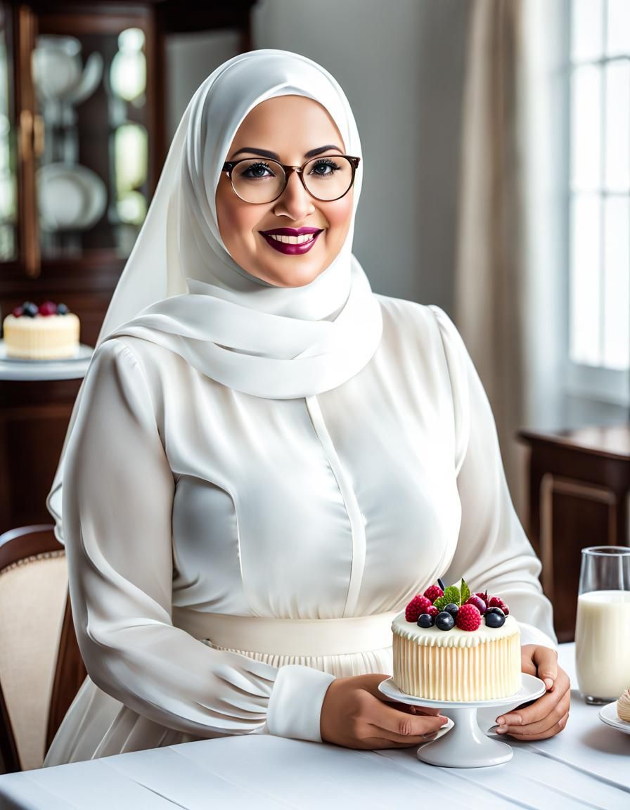 Beautiful Hijabi Woman Portrait in Watercolor Style