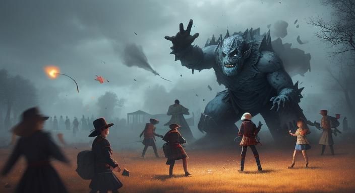 Surreal Bullying Scene with Tense Atmosphere