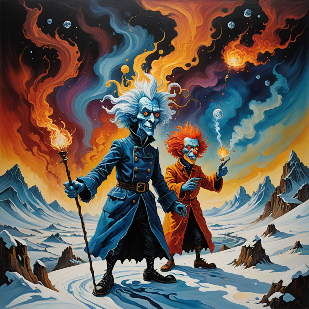 Surreal Dreamscapes: Melted Misers in a Clash of Elements