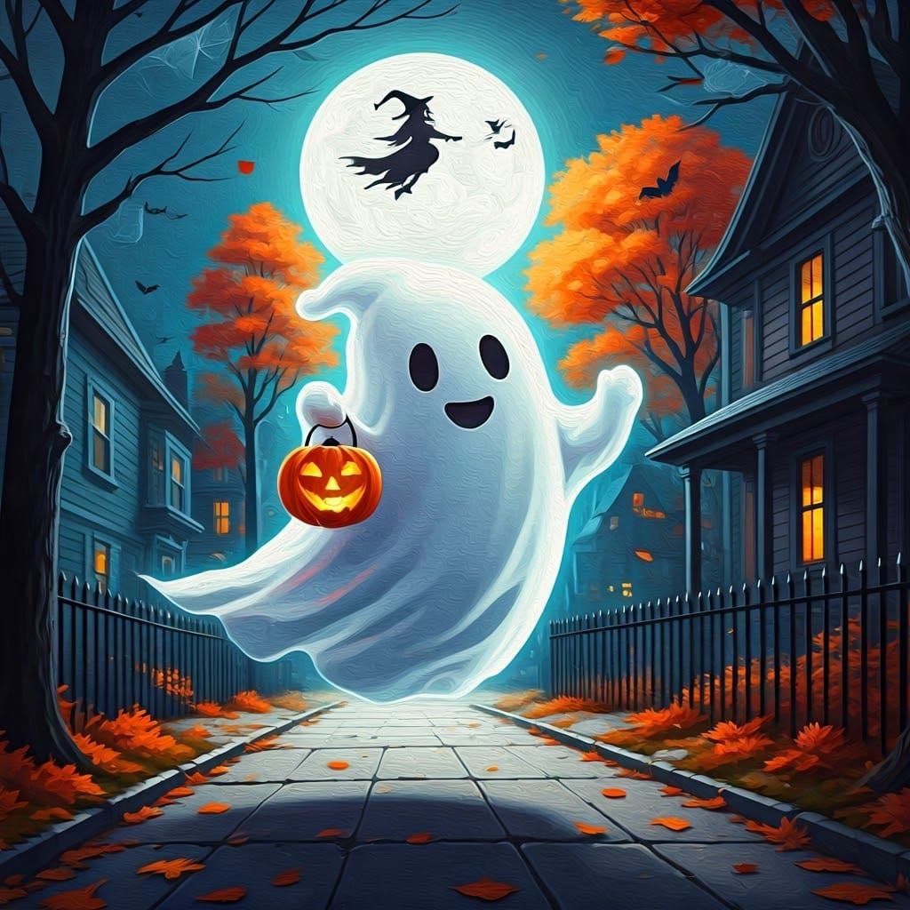 Halloween Ghost in New England: Children's Book Illustration