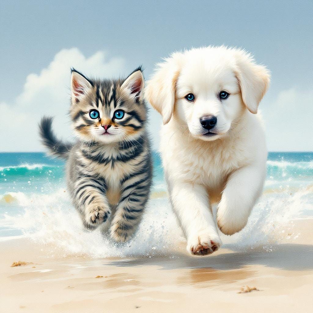 Molly and Rana running on the beach on this lovely Sunday mo...