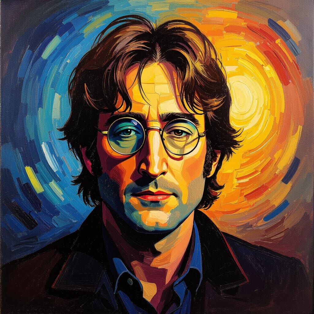 John Lennon Portrait in Vibrant Impressionist Oil Style
