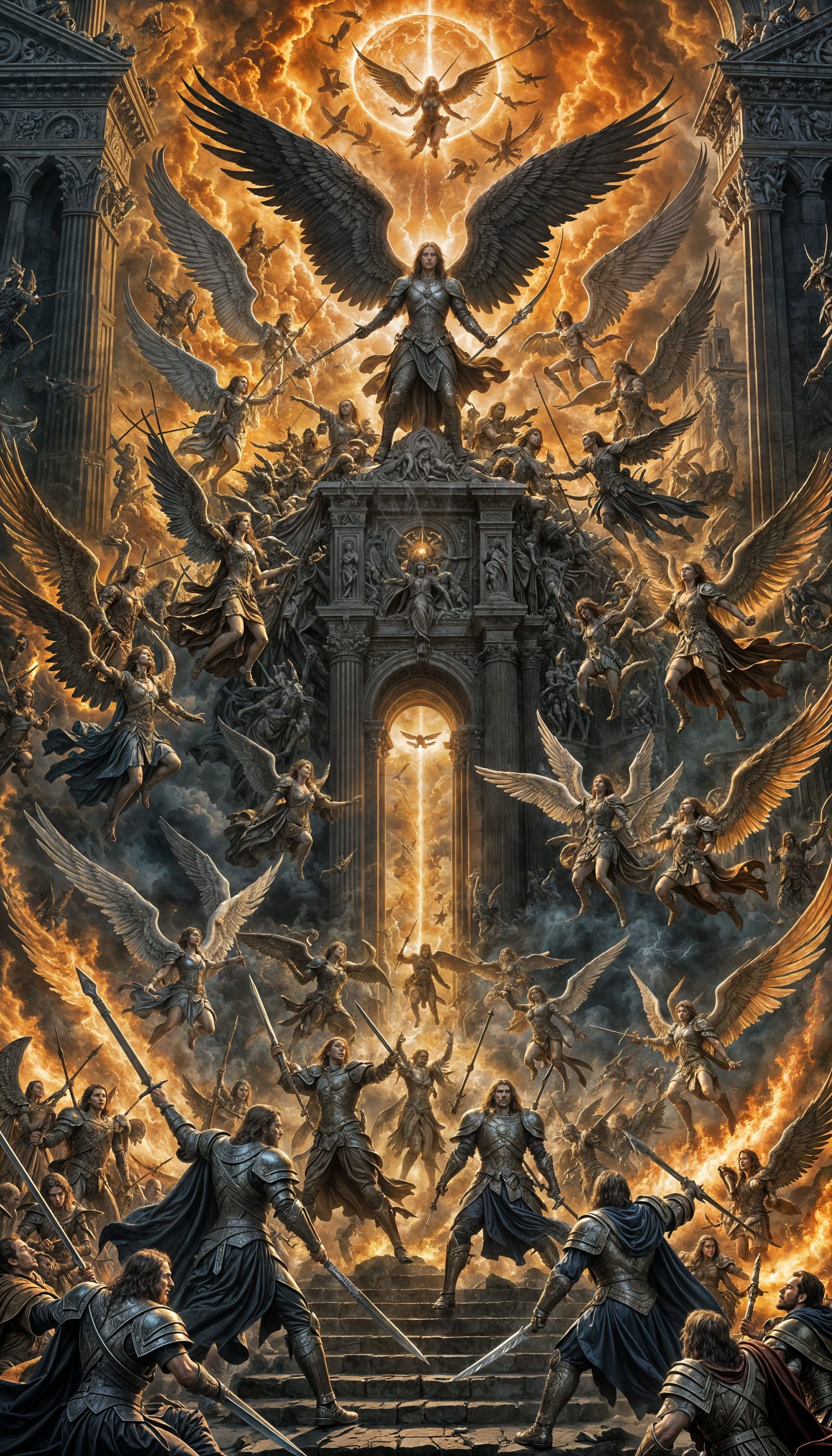 Angels vs Demons in Epic Oil Painted Masterpiece