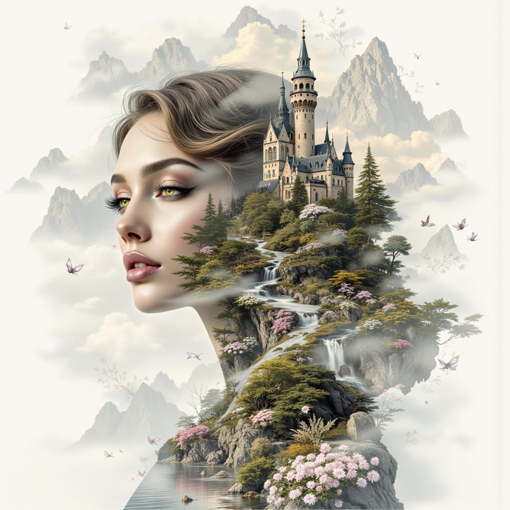 Elegant Double Exposure Collage with Castle