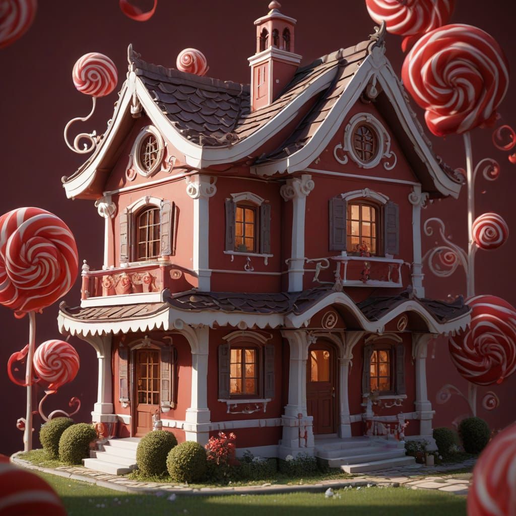 Breathtaking Whimsical 3D Anime Chocolate House with Raspber...