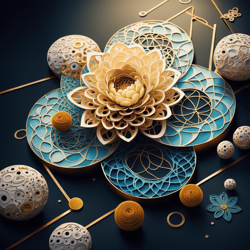 Folk Art with Isometric Abstract: Intricate Detail