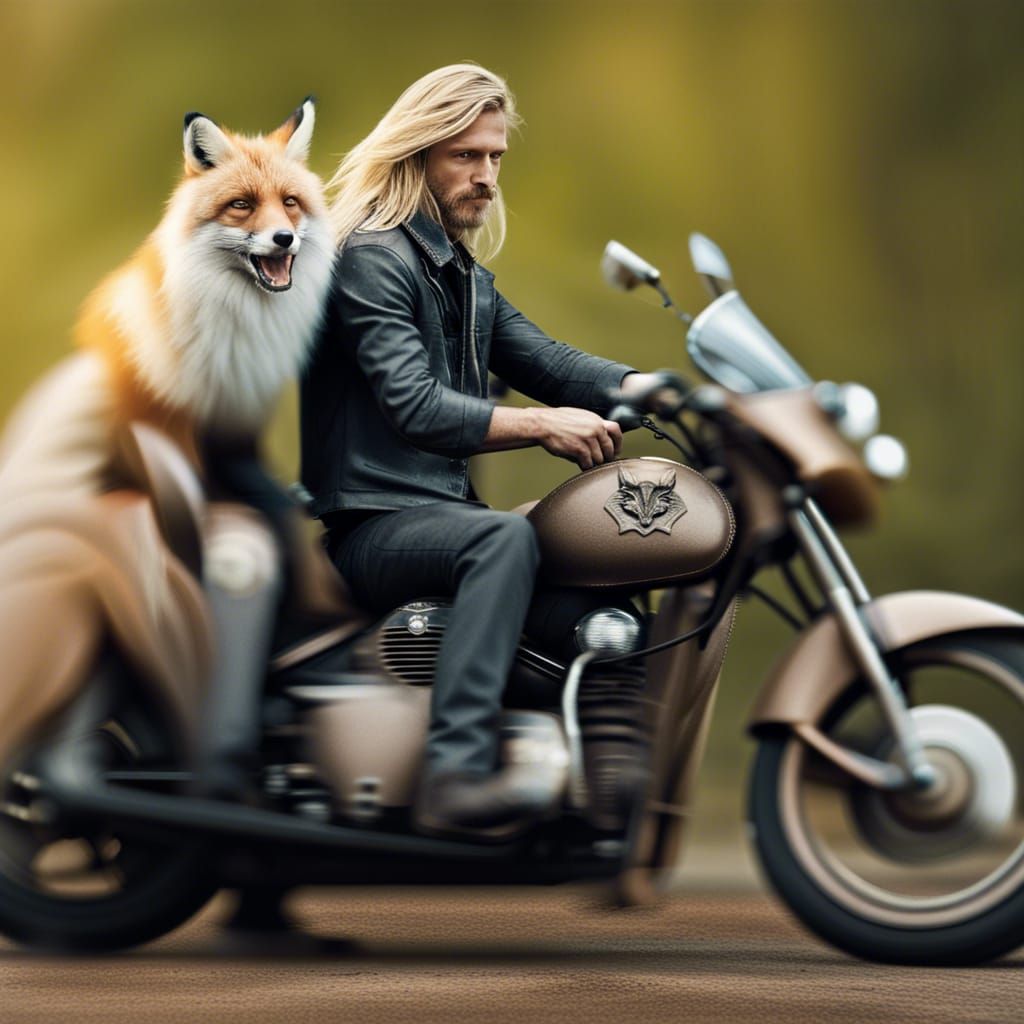 Man and Fox on Motorcycle in Award-Winning Photo