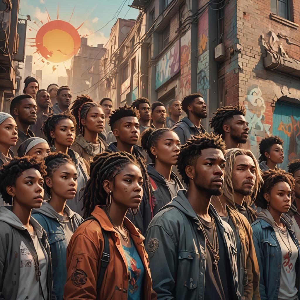 Hopeful Gathering in Urban Concept Art