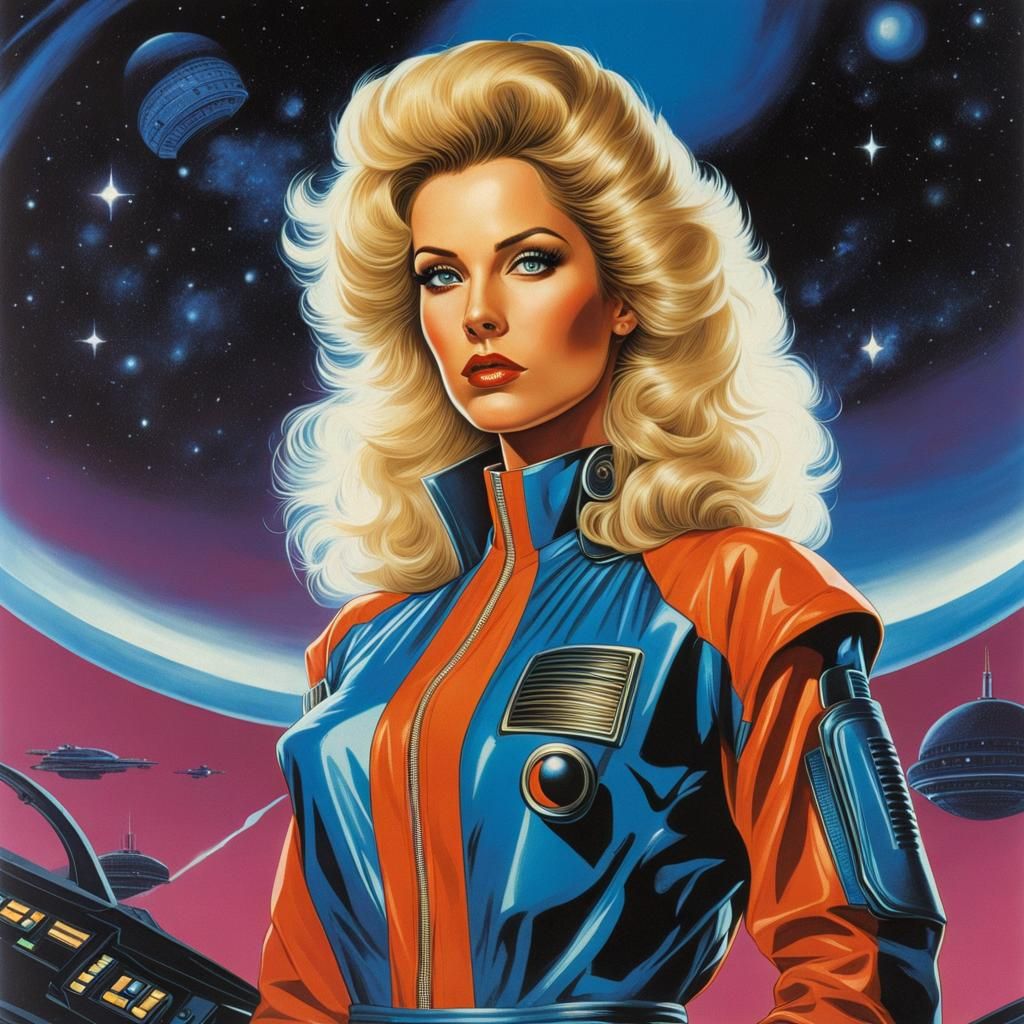 1980s Sci-Fi Woman in Jumpsuit