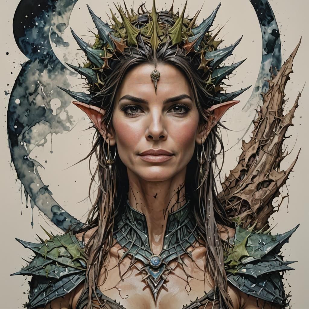 Elf Woman in Desert: Surrealist Digital Art