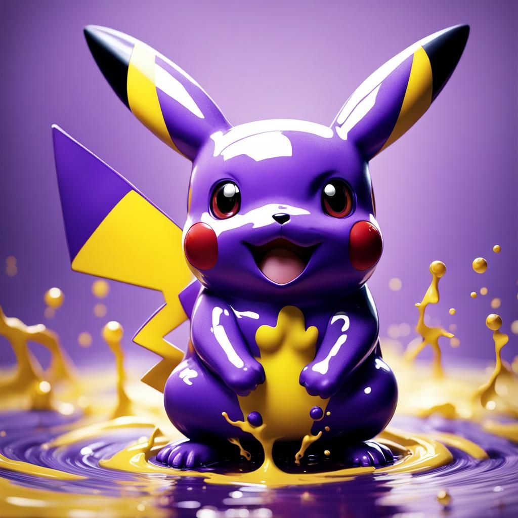 Hyperrealistic Purple Pikachu Splash Art