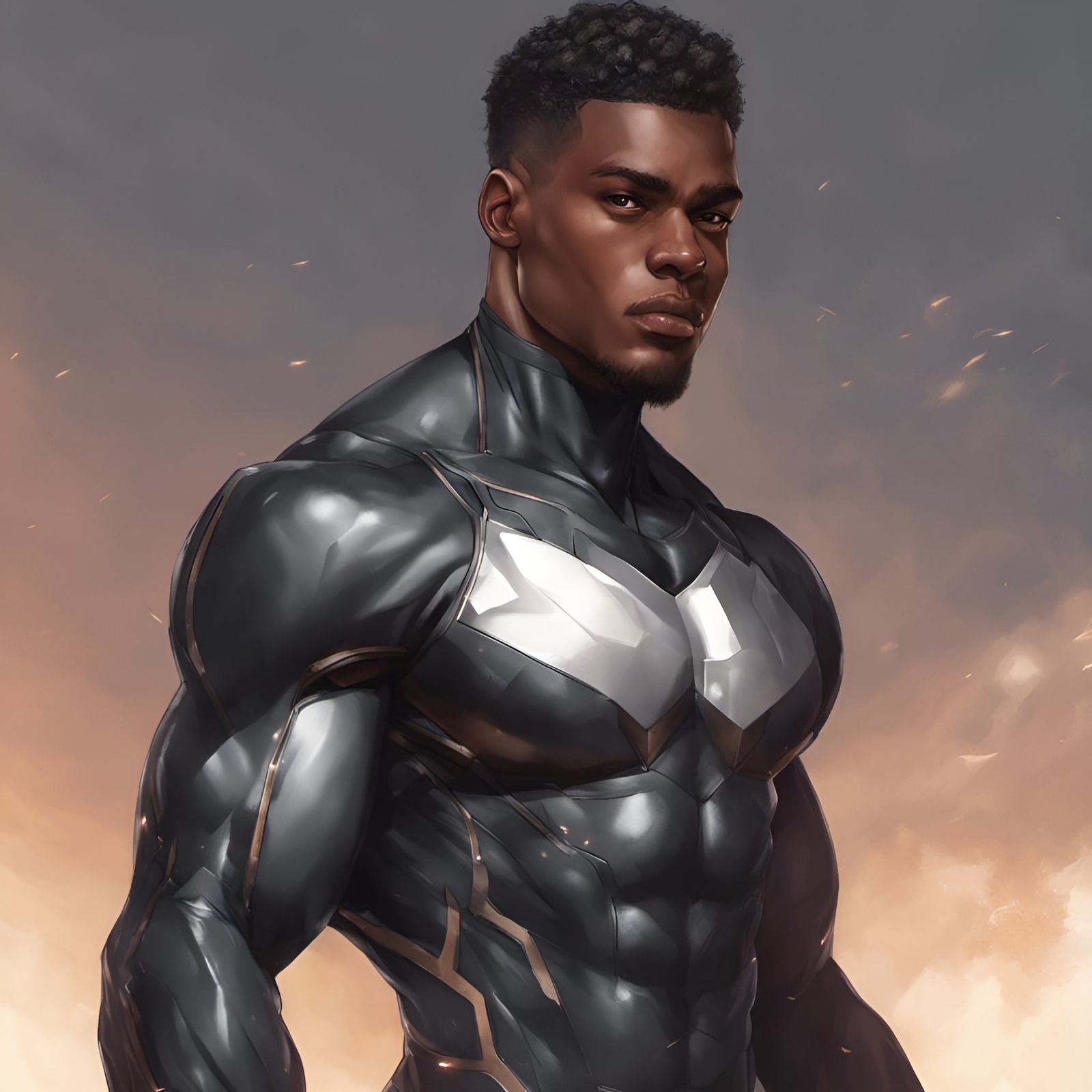 Handsome Young Hero in Stealth Suit: Detailed Portrait