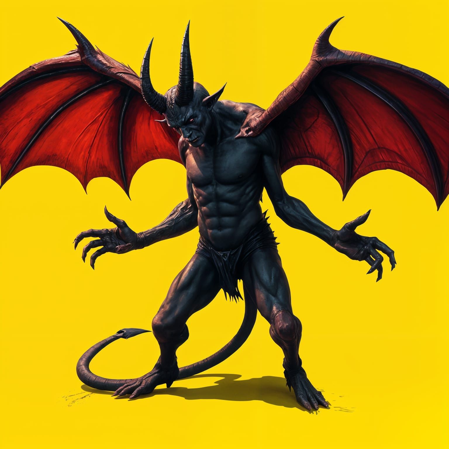 Dramatic Devil with Wings in Hyperrealistic Style