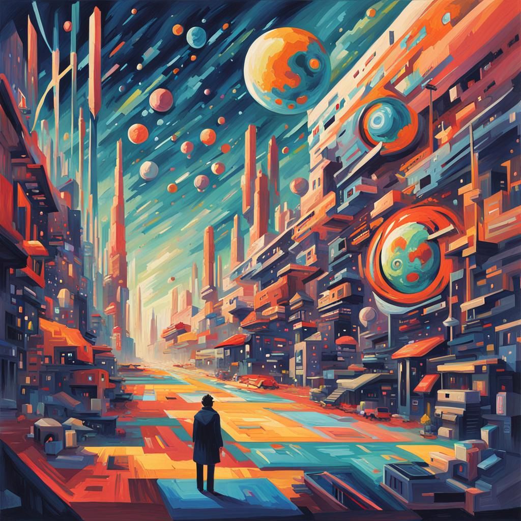 Eldritch Sci-Fi Landscape in 8-bit Style