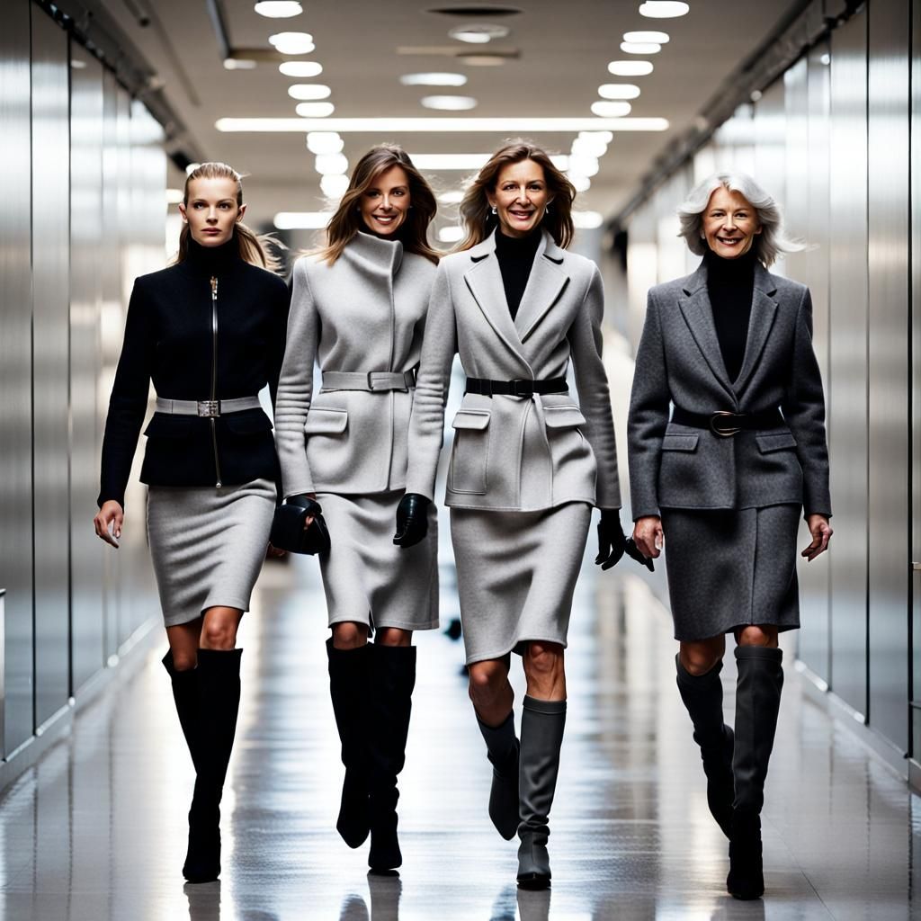 Businesswomen in Light Grey Cashmere Suits