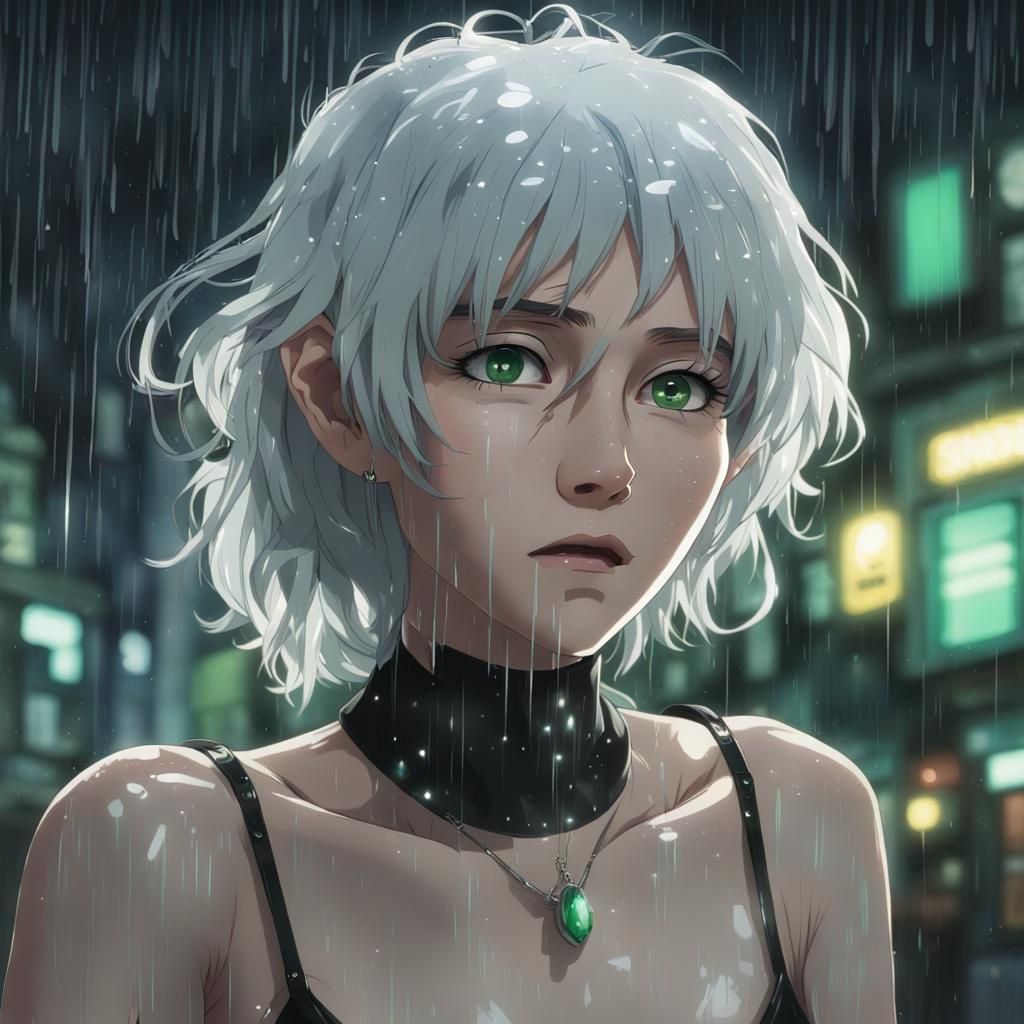 Rainy Day Portrait in Anime Style