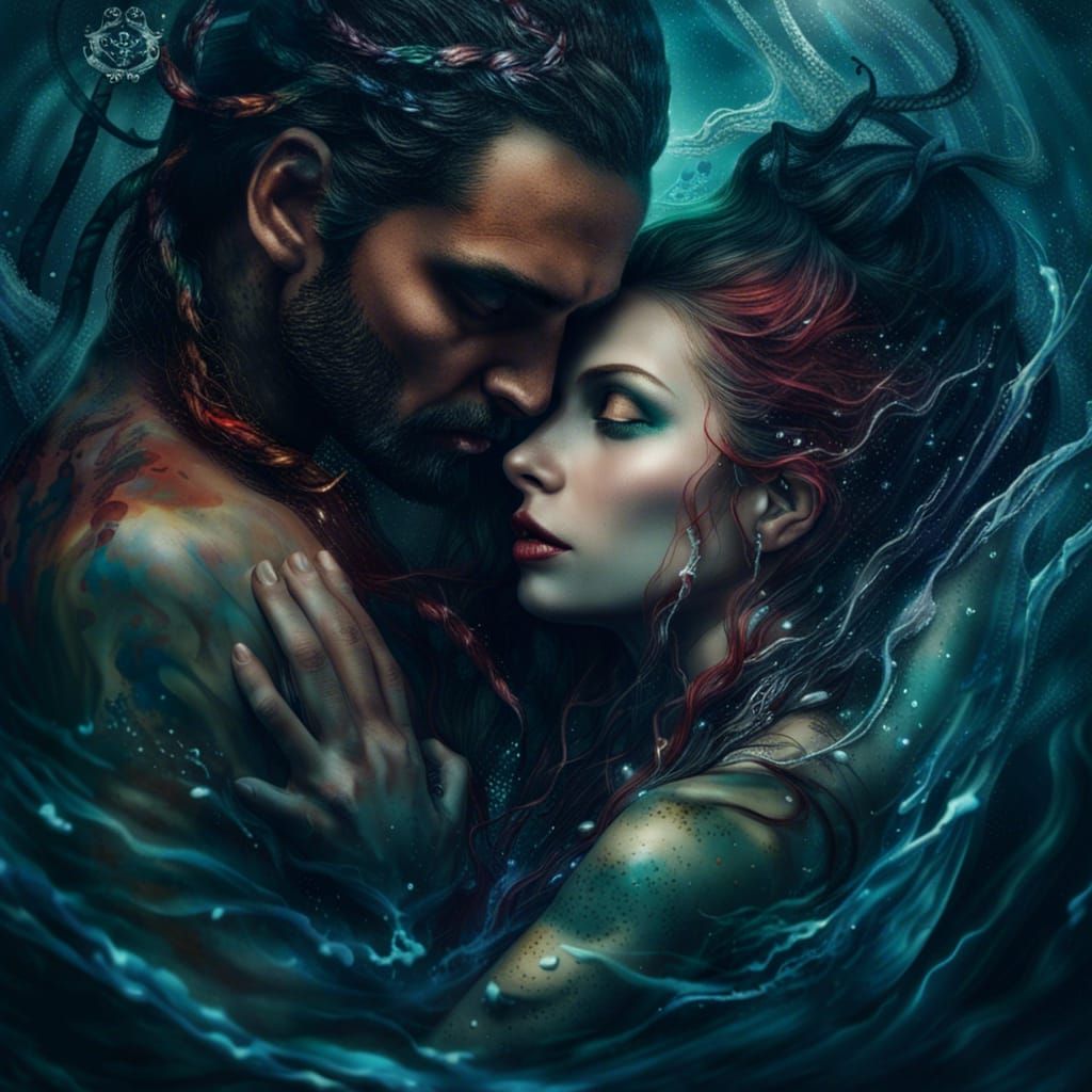 Evil Mermaid's Deadly Embrace: A Sensual Portrait