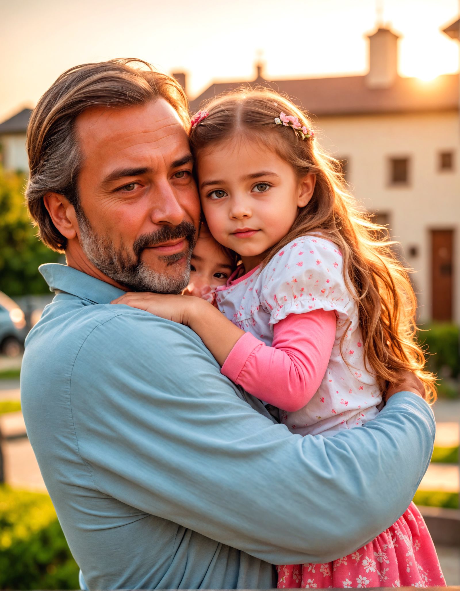Touching Father-Daughter Moment in Hyperrealistic Style
