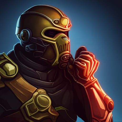 Doom Slayer's Burrito Break: Hyperdetailed Portrait