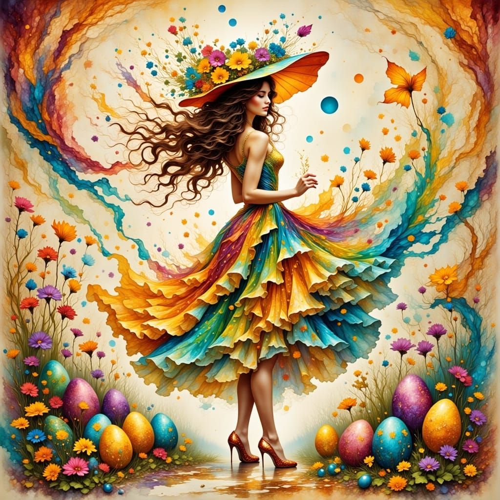 Easter Goddess in Whimsical Floral Fantasy