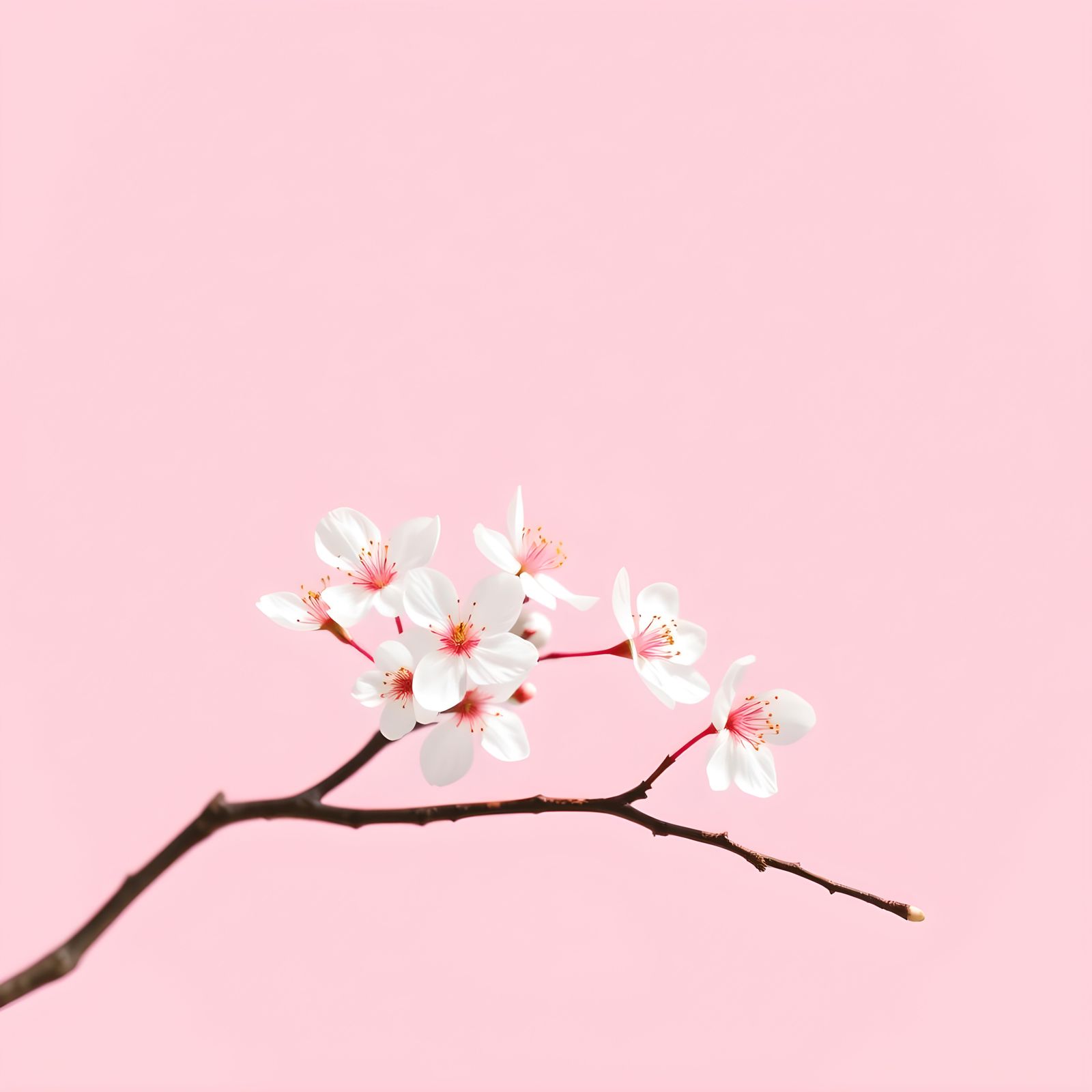 Hyperrealistic Cherry Blossom on Pale Pink Background
