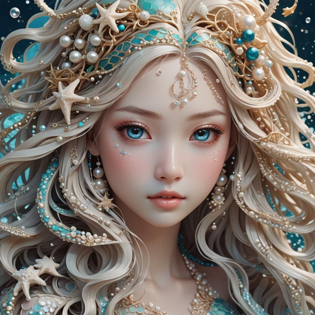 Mermaid Portrait in Stylized 3D Anime Art