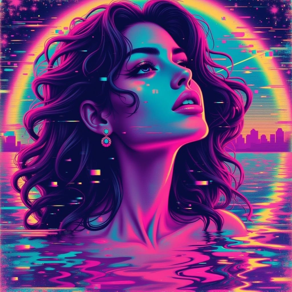 Vibrant Dreamer in Glitchcore Retro Style