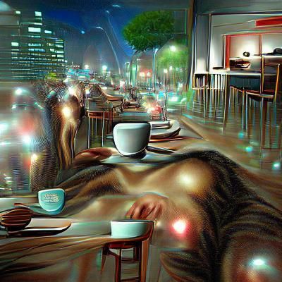 Tranquil Night Cafe Scene in Ambient Light