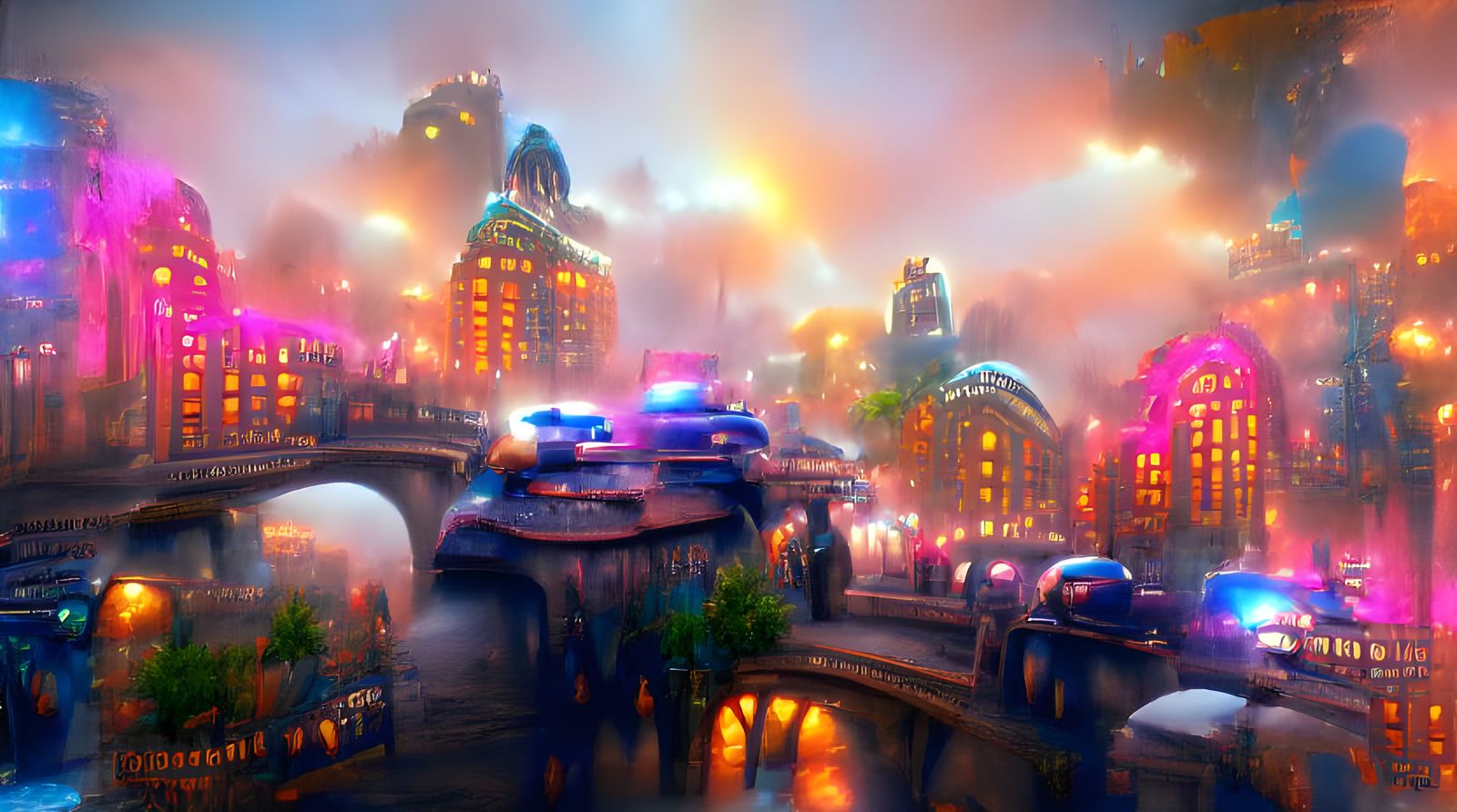 Futuristic Dystopian Cityscape