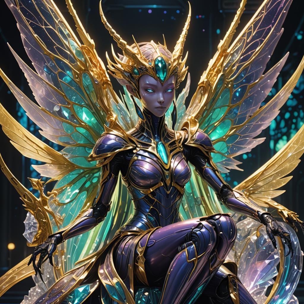 Anime Alien Queen on Crystal Throne